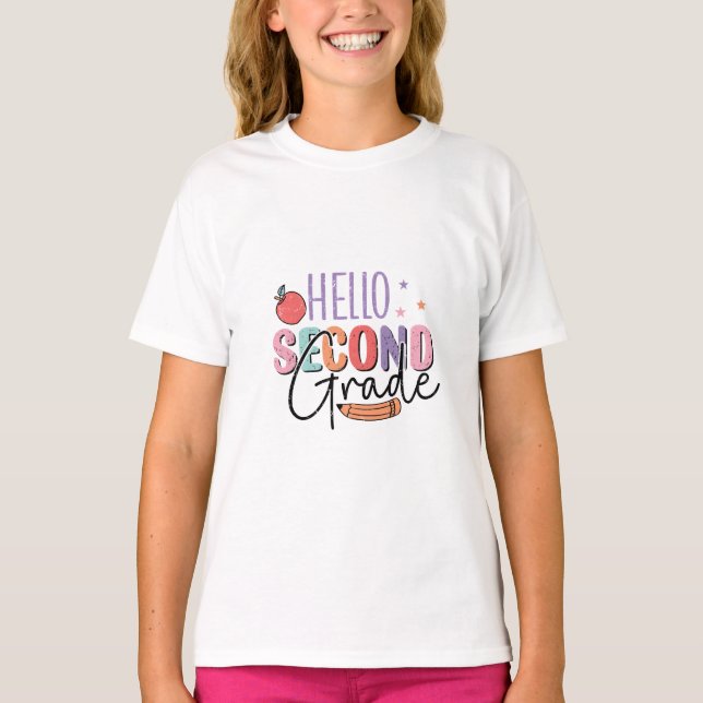 T-shirt Bonjour Deuxième année de retour à l'école (Devant)