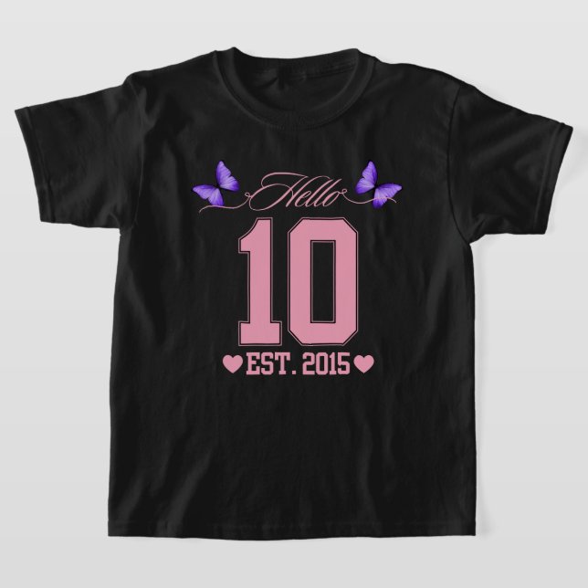 T-shirt Bonjour Dix Chiffres Cute Coquette 10e anniversair (Poser)