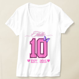 T-shirt Bonjour Dix Chiffres Cute Coquette 10e anniversair
