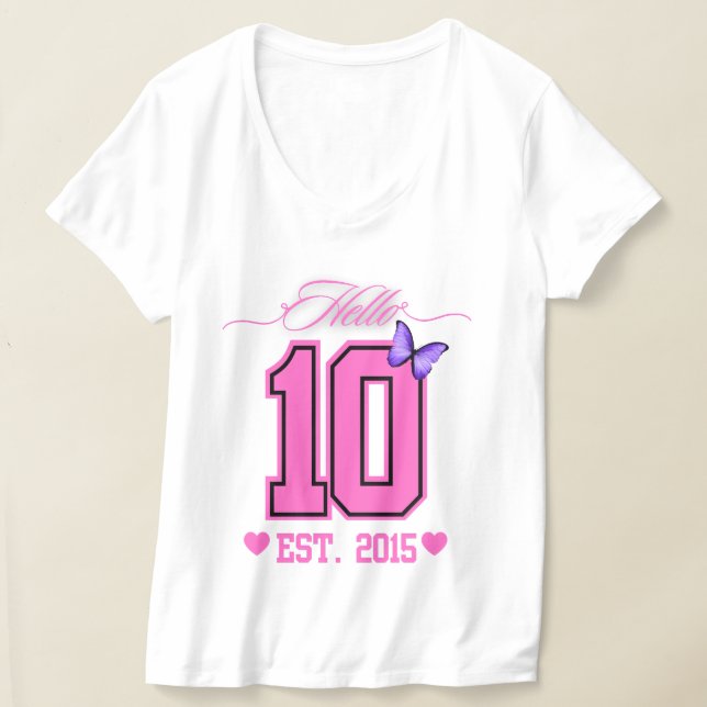 T-shirt Bonjour Dix Chiffres Cute Coquette 10e anniversair (Poser)