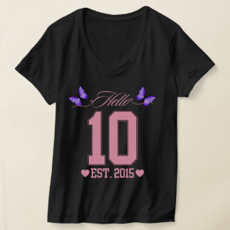 T-shirt Bonjour Dix Chiffres Cute Coquette 10e anniversair