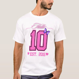 T-shirt Bonjour Dix Chiffres Cute Coquette 10e anniversair