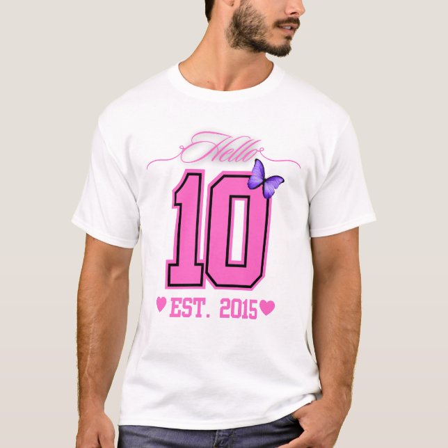 T-shirt Bonjour Dix Chiffres Cute Coquette 10e anniversair (Devant)