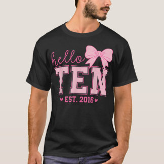 T-shirt Bonjour Dix Est 2016 Coquette Noeud 10e Anniversai