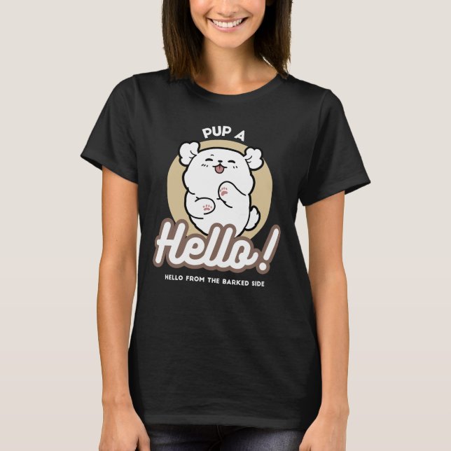 T-shirt Bonjour du côté écorché - Jolie conception chien (Devant)