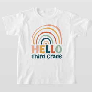 T-shirt Bonjour école d'arc-en-ciel boho de troisième anné
