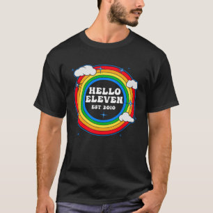T-shirt Bonjour Eleven Est 2010 Cute Rainbow Clouds 11 Ans