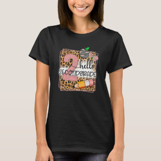 T-shirt Bonjour Empreinte de léopard de deuxième année 2e 