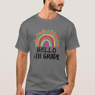 T-shirt Bonjour Enseignant De 6E Année Funky Aile Arc-En-C