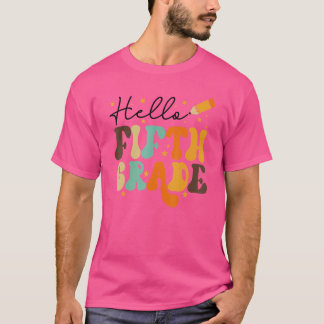 T-shirt Bonjour enseignant de cinquième année Enfants Reto