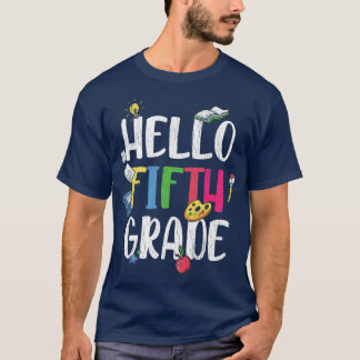 T-shirt Bonjour Enseignant De La Cinquième Année De Retour
