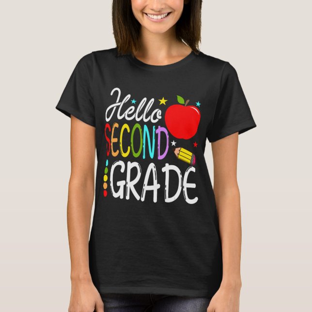 T-shirt Bonjour Équipe de 2e année de retour à l'école T (Devant)