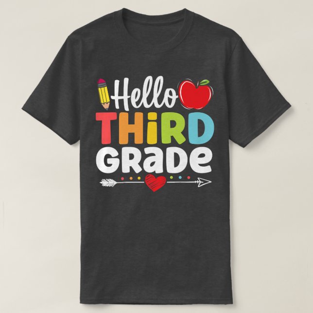 T-shirt Bonjour Équipe de 3e année 3e année Retour à l'éco (Design devant)