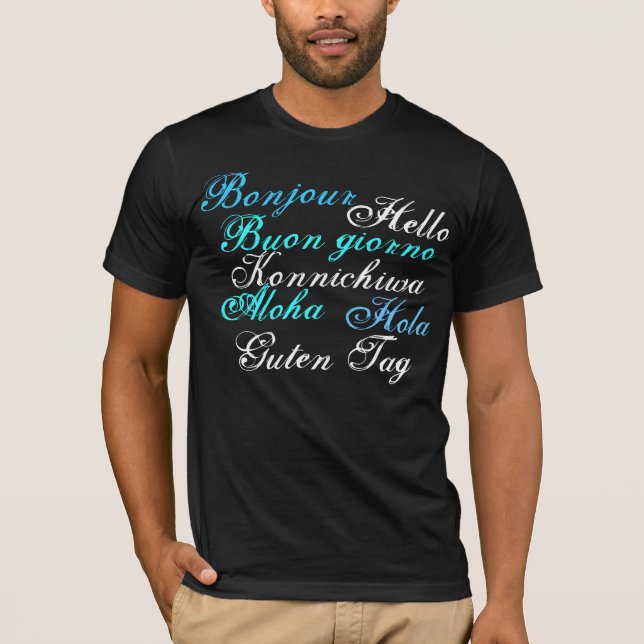 T-shirt Bonjour et au revoir dans 7 langues différentes (Devant)