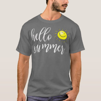T-shirt Bonjour été avec le soleil heureux pour les vacanc