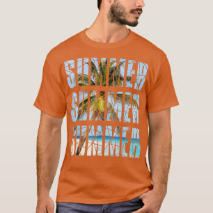 T-shirt Bonjour été Cocout Palm Tree Retro Beach Tropica