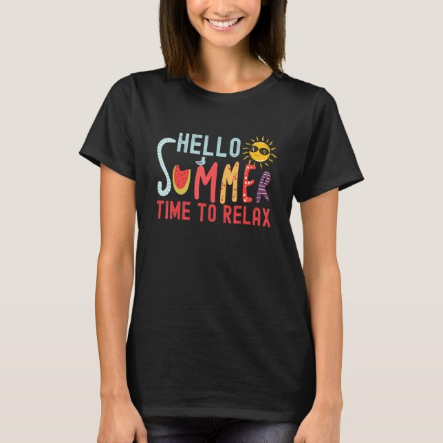 T-shirt Bonjour Été Il Est Temps De Se Détendre Été (Devant)