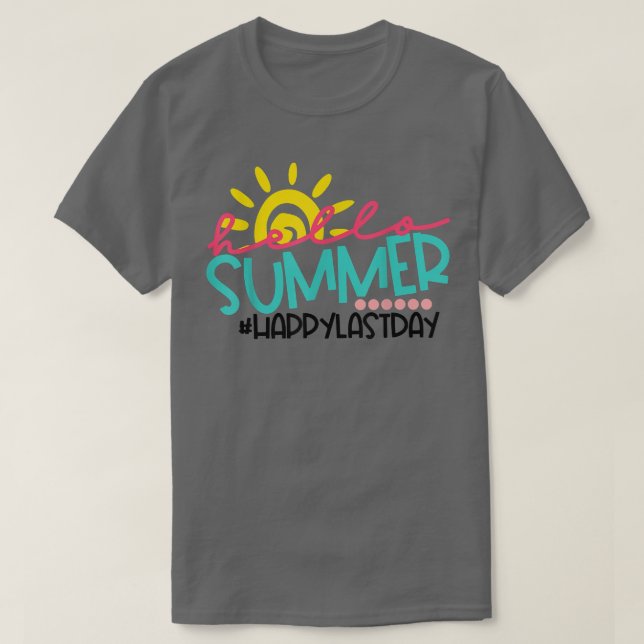 T-shirt Bonjour Été Joyeux Dernier Jour Enseignant Sunset  (Design devant)