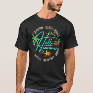 T-shirt Bonjour été Tropical Beach Vacances Palm Tree Homm