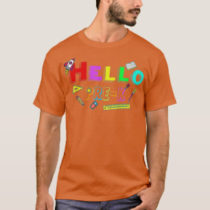 T-shirt Bonjour Étudiant PréK De Retour À L'École