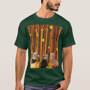 T-shirt Bonjour Ferret d'automne Feuille d'érable Citrouil