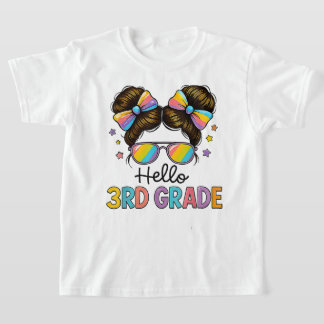 T-shirt Bonjour Fille de Deuxième Année Arc-en-Ciel Profes