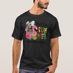 T-shirt Bonjour Flamant rose crâne d'été Float soins de sa
