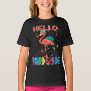T-shirt Bonjour Flamant rose De Troisième Année Retour À L