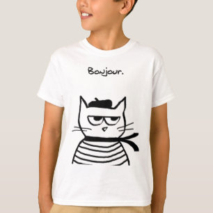 T-shirt Bonjour French Cat Funny