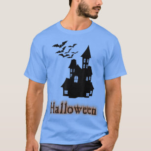 T-shirt Bonjour, Halloween Shirt Haunted House and Bats Ha