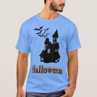 T-shirt Bonjour, Halloween Shirt Haunted House and Bats Ha