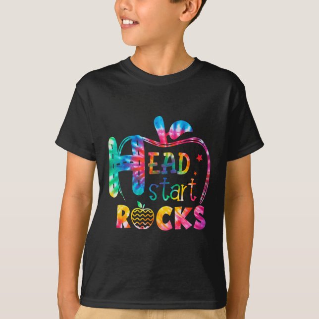 T-shirt Bonjour Head Start Rock Tie Dye Retour à l'école E (Devant)