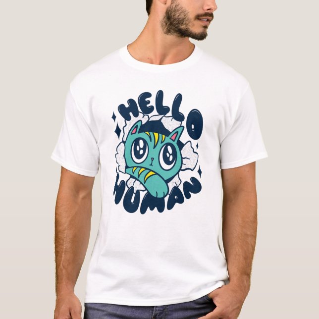 T-shirt Bonjour homme Cute Cat (Devant)