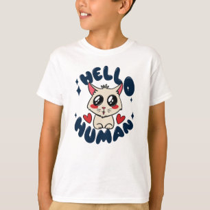 T-shirt Bonjour humain Chat Mignon