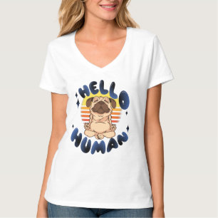 T-shirt Bonjour humain Chien de yoga méditant
