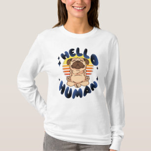 T-shirt Bonjour humain Chien de yoga méditant