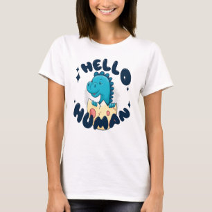 T-shirt Bonjour humain drôle Dinosaur