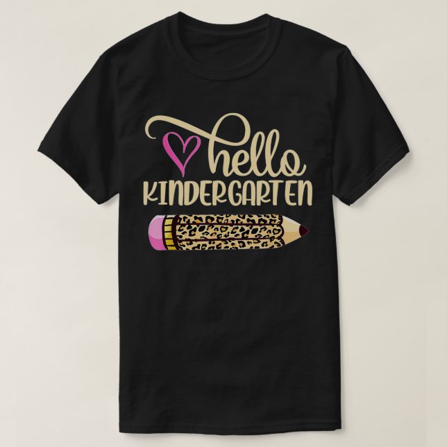 T-shirt Bonjour jardin d'enfants léopard crayon de retour  (Design devant)