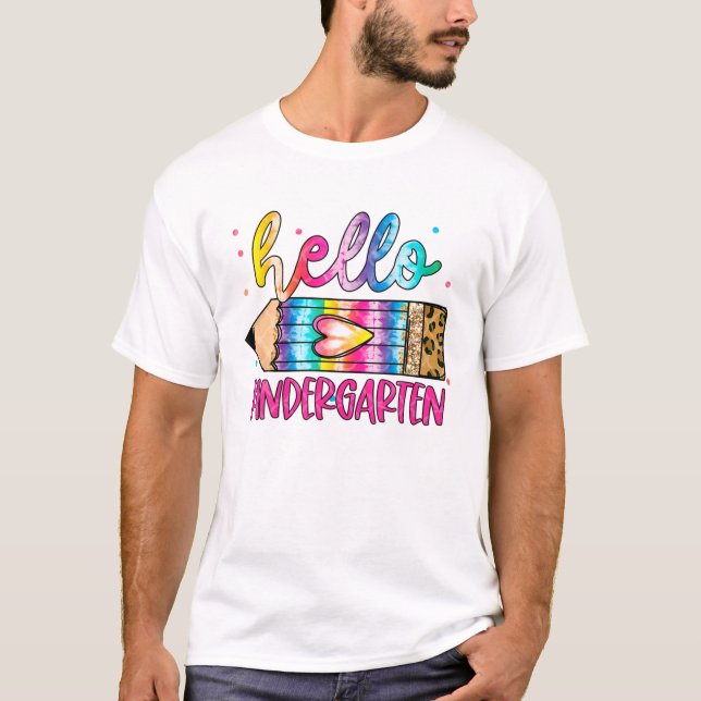 T-shirt Bonjour jardin d'enfants Leopard Tie Dye Tea de cr (Devant)
