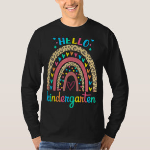 T-shirt Bonjour jardin d'enfants Retro Rainbow Heart pour