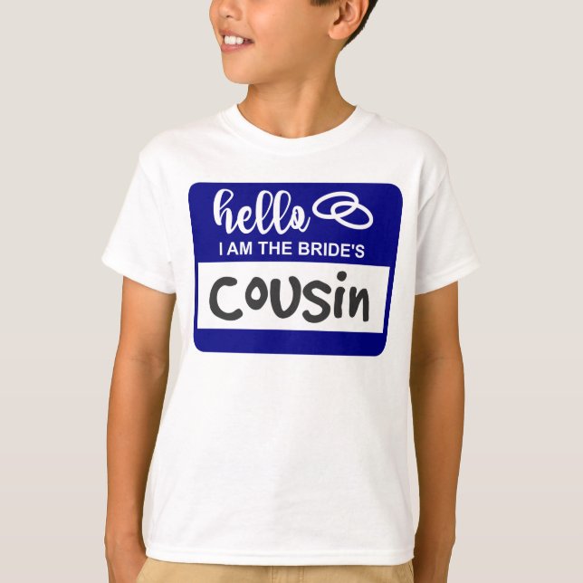 T-shirt Bonjour, je suis le badge de mariage Cousine de la (Devant)