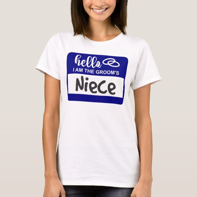 T-shirt Bonjour Je suis l'insigne du nom du Mariage de la  (Devant)