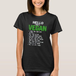 T-shirt Bonjour je suis un végan végétarien légume Droits