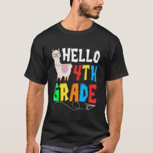 T-shirt Bonjour Lama de 4e année Jour de rentrée heureux