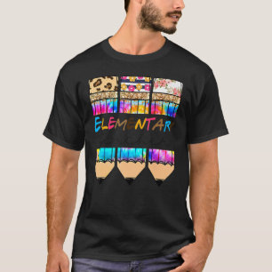T-shirt Bonjour Leopard élémentaire Tie Dye Crayon Cute Te