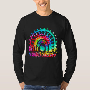 T-shirt Bonjour maternelle arc-en-ciel tie-dye retour à l'