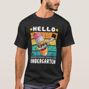 T-shirt Bonjour maternelle crayon Dabbing Back School Vint