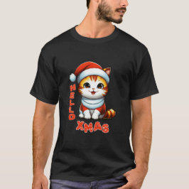 T-shirt Bonjour Noël - Chat de Noël mignon en costume Père