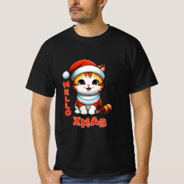 T-shirt Bonjour Noël - Chat de Noël mignon en costume Père