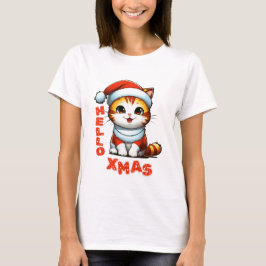 T-shirt Bonjour Noël - Chat de Noël mignon en costume Père